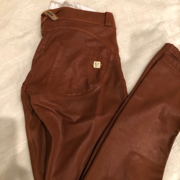 Freddy Pants & Jumpsuits | Freddy We Up Faux Leather Brown Moto Pants | Poshmark